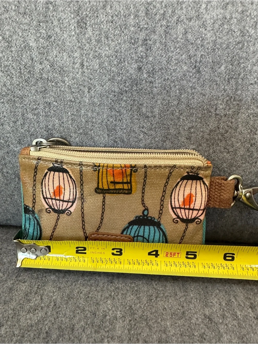 Fossil key-per novelty bird birdcage colorful coasted canvas key and card holder